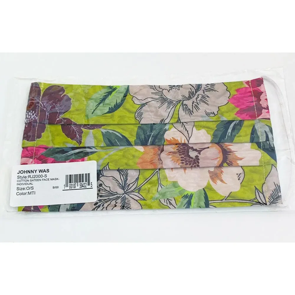 JOHNNY WAS Face Mask Designer Cotton Sateen Face Mask Face Covering
